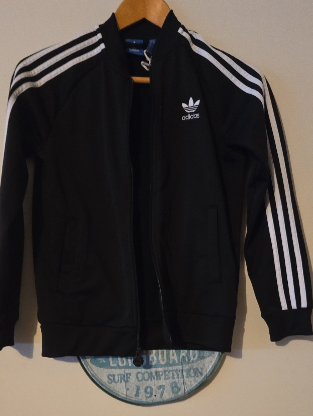 Adidas Black Track Jacket with White Stripes